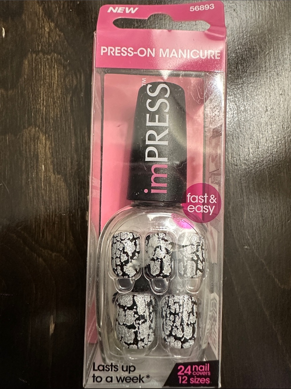 imPRESS Black & Silver Crackle Press-On Manicure